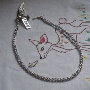 Cookie Lee Charm Toggle Necklace Chain LOVE tag